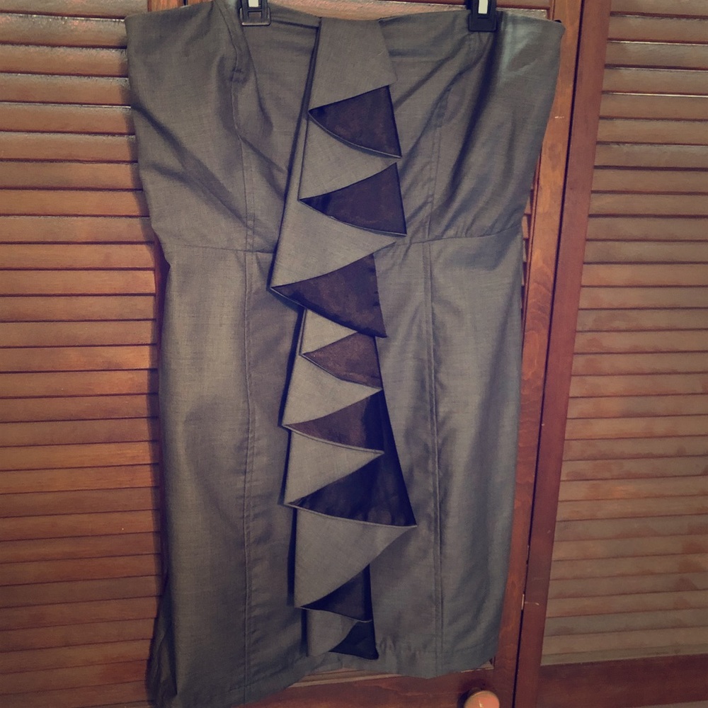 Gray, Mini Dress with ruffle front detail
